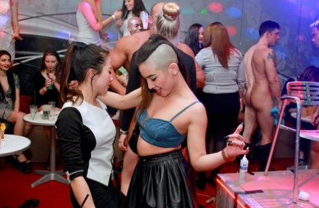 Party girls cut loose during a night out with male strippers on the menu