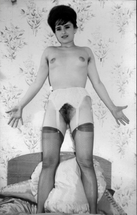Housewives from days of old show the hairy cunts in nylons and garters