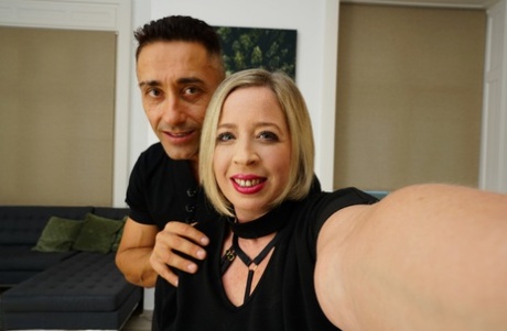 Mature blonde takes a selfie prior to hardcore sex with her toy boy
