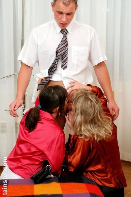 Nurse in uniform helps wife to alleviate her husbands illness with a 4some