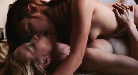 Hot blonde mature mom spanks younger stepdaughter leading to hot lezdom sex