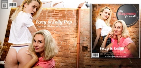 Blonde woman Foxy has lesbian sex with her stepdaughter Lollypop