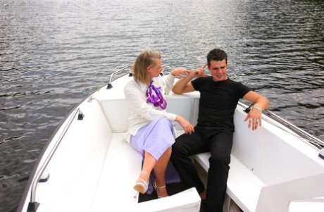 2 clothed couples partake in watersports after sailing out to island getaway