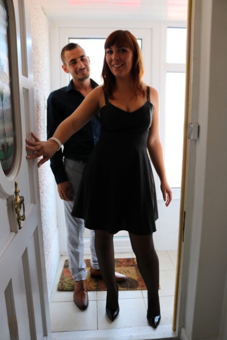 Redhead mature Angelique Luka reveals her big boobs and gets fucked hard