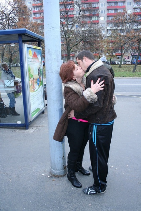 Redhead granny gives a nice rim job before getting her hairy pussy slammed