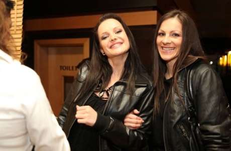 Hungarian hotties Dorothy Black & Eve Angel get down & dirty at a boty party