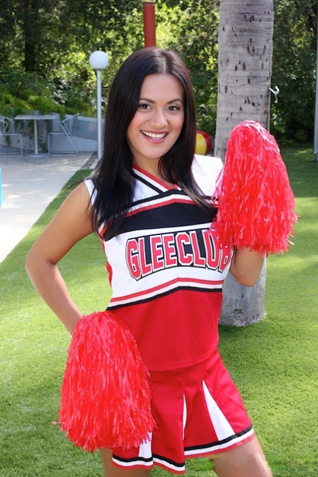 Sexy cheerleader Selma Sins enjoys some doggystyle sex after a pussy licking