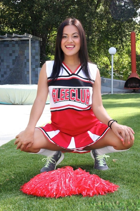 Sexy cheerleader Selma Sins enjoys some doggystyle sex after a pussy licking
