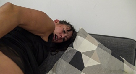 Granny with big saggy tits Dulce Morena gets brutally fucked by a younger man