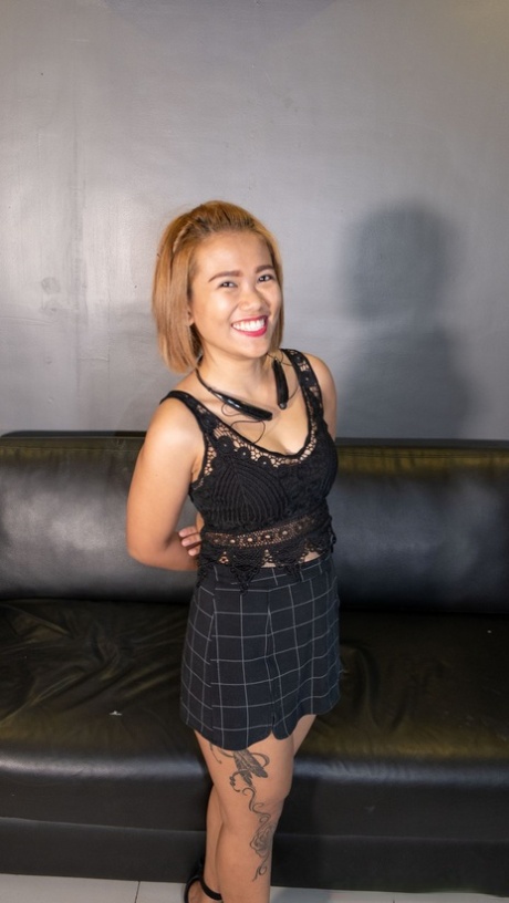 Cute Filipina teen Kristine poses in her lovely black dress & high heels