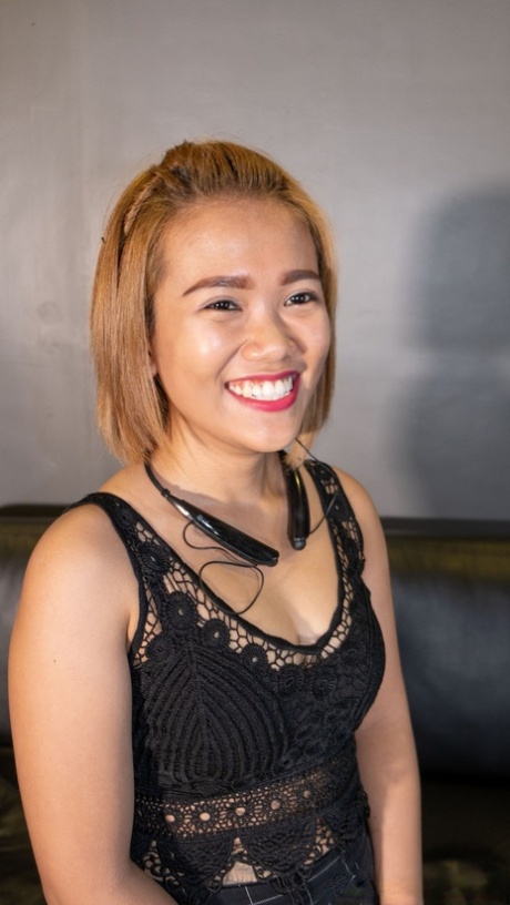 Cute Filipina teen Kristine poses in her lovely black dress & high heels