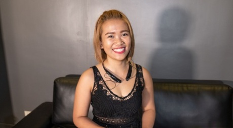 Cute Filipina teen Kristine poses in her lovely black dress & high heels