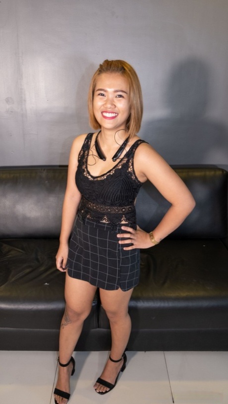 Cute Filipina teen Kristine poses in her lovely black dress & high heels