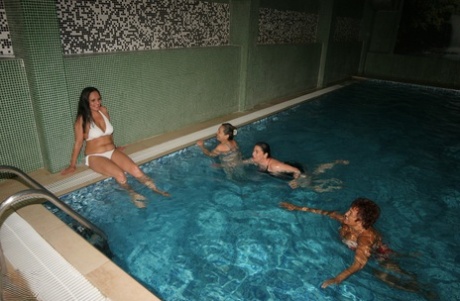 Stunning voluptuous mature women strip and pose naked at the spa