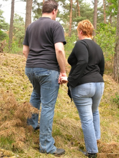 Chubby mature with huge boobs Sanne gets rammed in the middle of woods